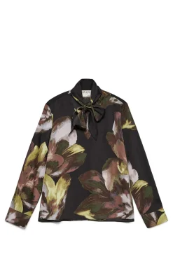 Vero Moda Blusas-Camisa de manga comprida com laçada gola Preto