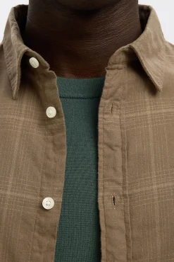 Selected Camisas-Camisa de manga comprida com corte slim Castanho