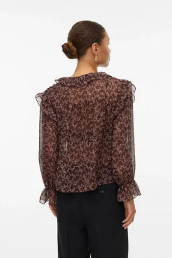 Vero Moda Blusas-Camisa de manga comprida com folhos Castanho