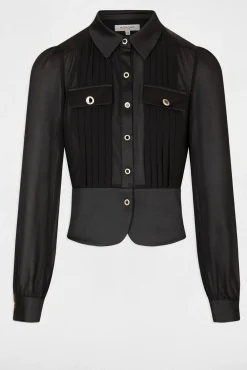 Morgan Blusas-Camisa de manga comprida com pregas Preto