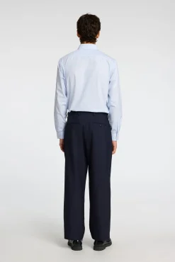 Selected Camisas|Camisas Clássicas-Camisa de manga comprida elegante 100% algodão Azul