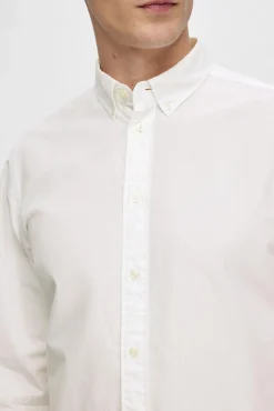 Selected Camisas-Camisa de manga comprida Slim Fit confecionada com algodão reciclado Branco