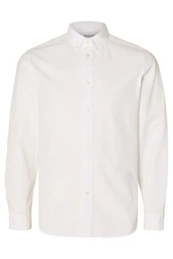 Selected Camisas-Camisa de manga comprida Slim Fit confecionada com algodão reciclado Branco