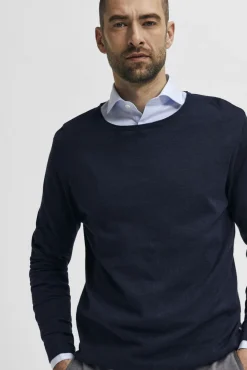 Selected Camisas|Camisas Clássicas-Camisa de manga comprida de vestir 100% algodão. Azul