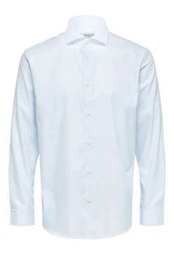 Selected Camisas|Camisas Clássicas-Camisa de manga comprida de vestir 100% algodão. Azul