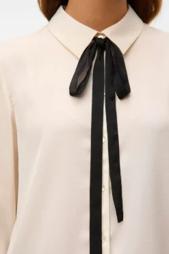 Vero Moda Blusas-Camisa de manga comprida com laçada Branco