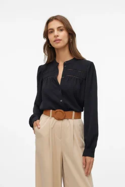 Vero Moda Blusas-Camisa de manga comprida com aberturas Preto