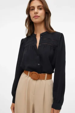 Vero Moda Blusas-Camisa de manga comprida com aberturas Preto