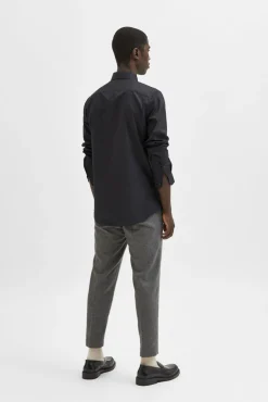 Selected Camisas|Camisas Clássicas-Camisa de manga comprida 100% algodão Preto