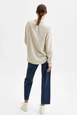 Selected Blusas-Camisa de manga comprida de linho Regular Fit Tostado