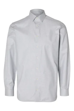 Selected Camisas|Camisas Clássicas-Camisa de manga comprida elegante 100% algodão Azul