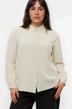 Vero Moda Curve Blusas-Camisa de manga manga comprida plus size Tostado
