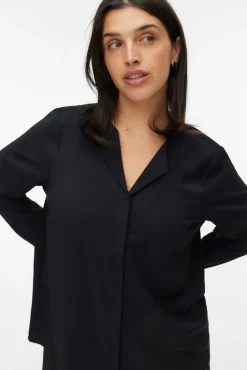Vero Moda Curve Blusas-Camisa de manga manga tamanho grande Preto