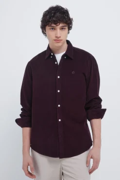 Springfield Camisas-Camisa de micro veludo cotelê vermelho