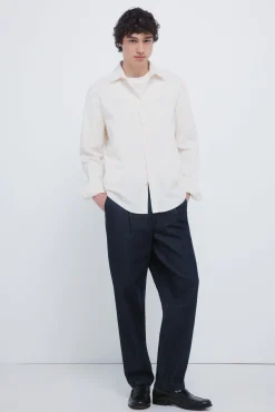 Springfield Camisas-Camisa de micro veludo cotelê branco