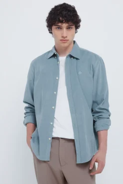 Springfield Camisas-Camisa de micro veludo cotelê verde