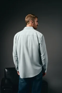 OOTO Camisas-Camisa de microveludo lisa Azul