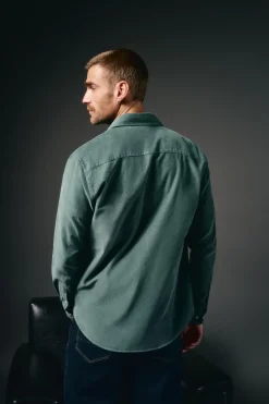 OOTO Camisas-Camisa de microveludo lisa Verde