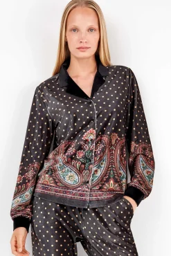 Gisela Pijamas-Camisa de pijama de veludo branco