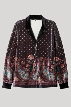 Gisela Pijamas-Camisa de pijama de veludo branco