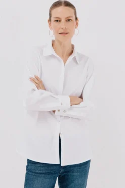 Cortefiel Blusas-Camisa de popelina Branco