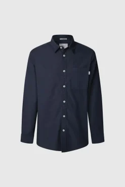 Pepe Jeans Camisas-Camisa de Popelina de corte regular azul