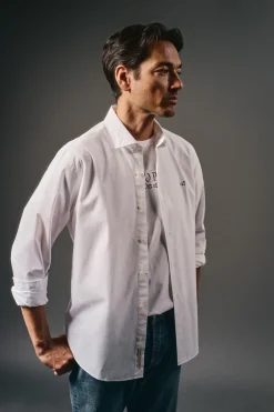 OOTO Camisas-Camisa de popelina lisa Branco