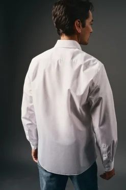 OOTO Camisas-Camisa de popelina lisa Branco