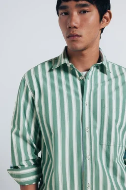 Springfield Camisas-Camisa de popelina riscas verde