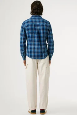 Pepe Jeans Camisas-Camisa de Popelina xadrez de corte regular azul