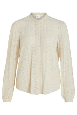 Vila Blusas-Camisa de renda Tostado