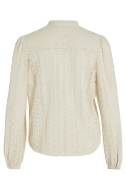 Vila Blusas-Camisa de renda Tostado