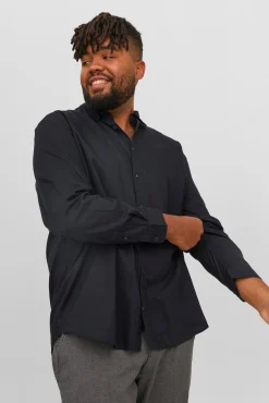 Jack & Jones PLUS Camisas-Camisa de sarja xadrez loose fit PLUS preto