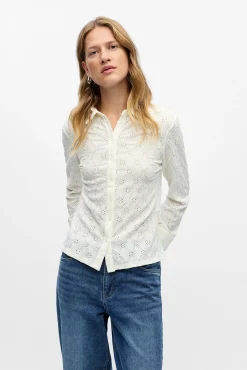 Object Blusas-Camisa de tecido bordado Branco