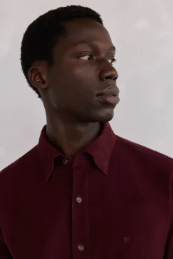 Pedro del Hierro Camisas-Camisa de veludo macio Bordeaux