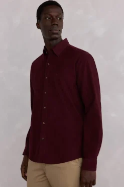 Pedro del Hierro Camisas-Camisa de veludo macio Bordeaux