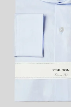 Silbon Camisas|Camisas Clássicas-Camisa de vestir punho simples Azul