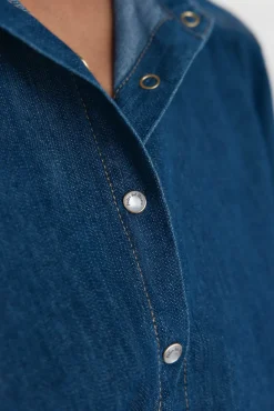 Pedro del Hierro Blusas-Camisa denim com laço Azul