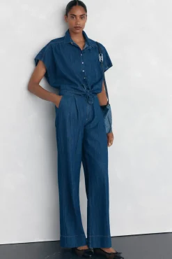 Pedro del Hierro Blusas-Camisa denim com laço Azul