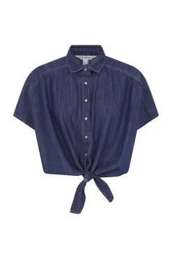 Pedro del Hierro Blusas-Camisa denim com laço Azul