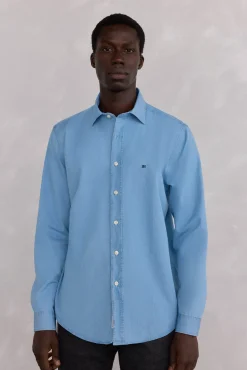 Pedro del Hierro Camisas-Camisa denim de tecido italiano Azul