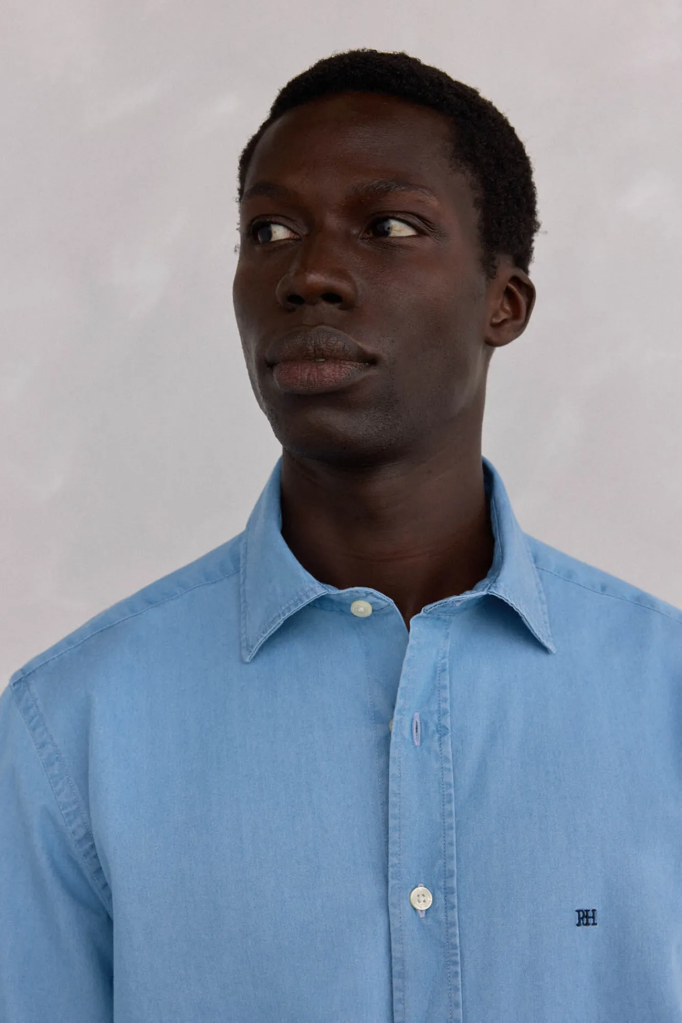 Pedro del Hierro Camisas-Camisa denim de tecido italiano Azul