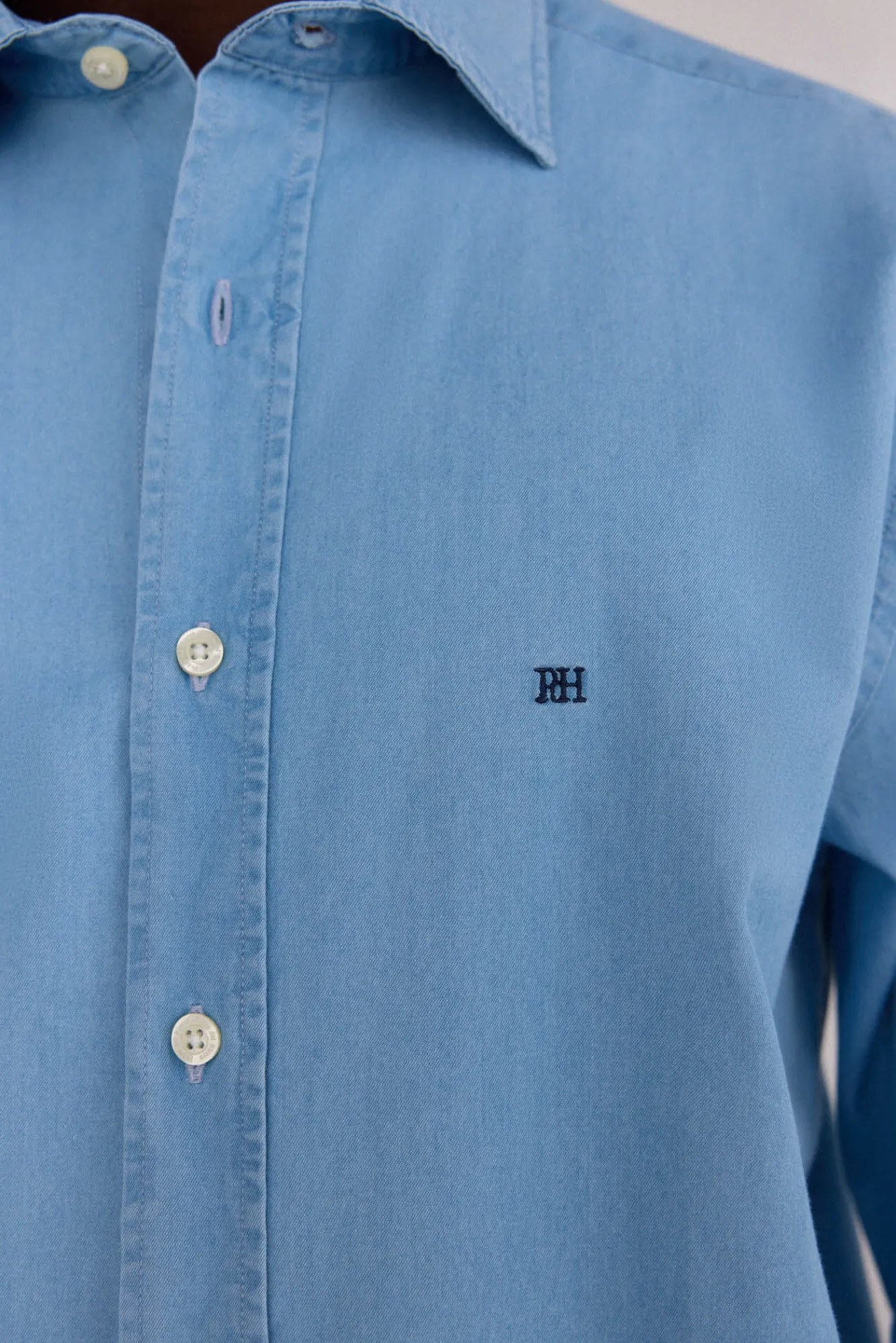 Pedro del Hierro Camisas-Camisa denim de tecido italiano Azul
