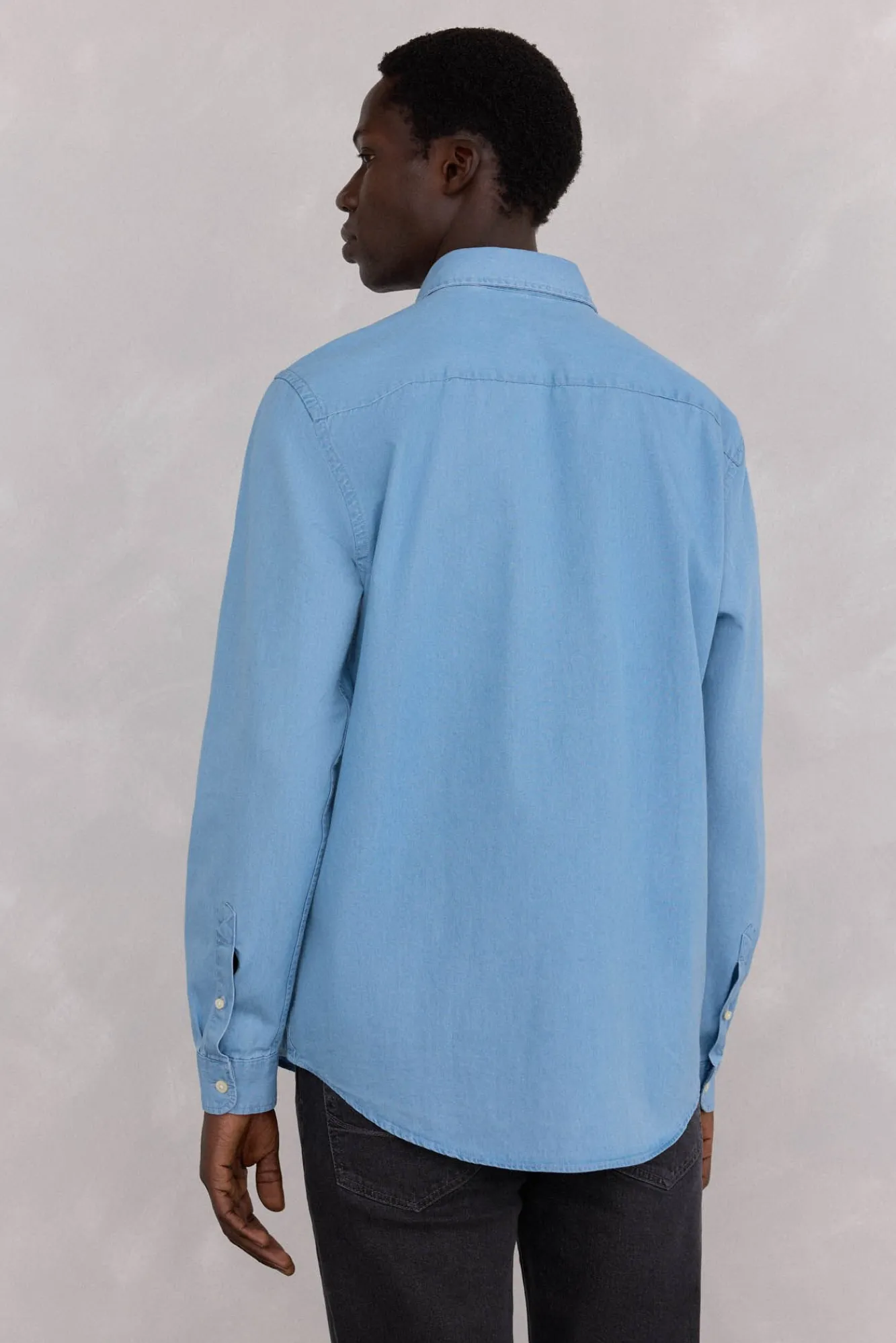 Pedro del Hierro Camisas-Camisa denim de tecido italiano Azul