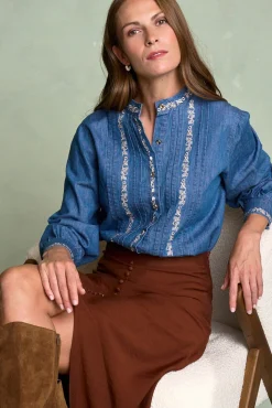 Polín Et Moi Blusas-Camisa Denim Milen Azul