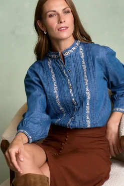 Polín Et Moi Blusas-Camisa Denim Milen Azul