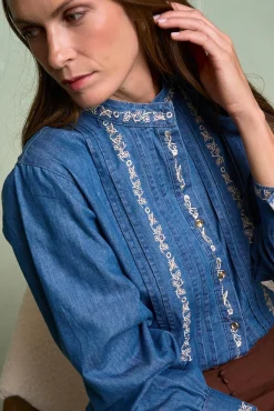 Polín Et Moi Blusas-Camisa Denim Milen Azul