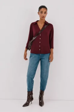 Cortefiel Blusas-Camisa elástica com botões Granada