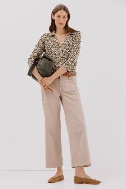 Cortefiel Blusas-Camisa elástica com botões Impress&atilde;o