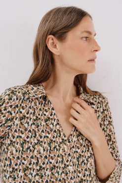 Cortefiel Blusas-Camisa elástica com botões Impress&atilde;o